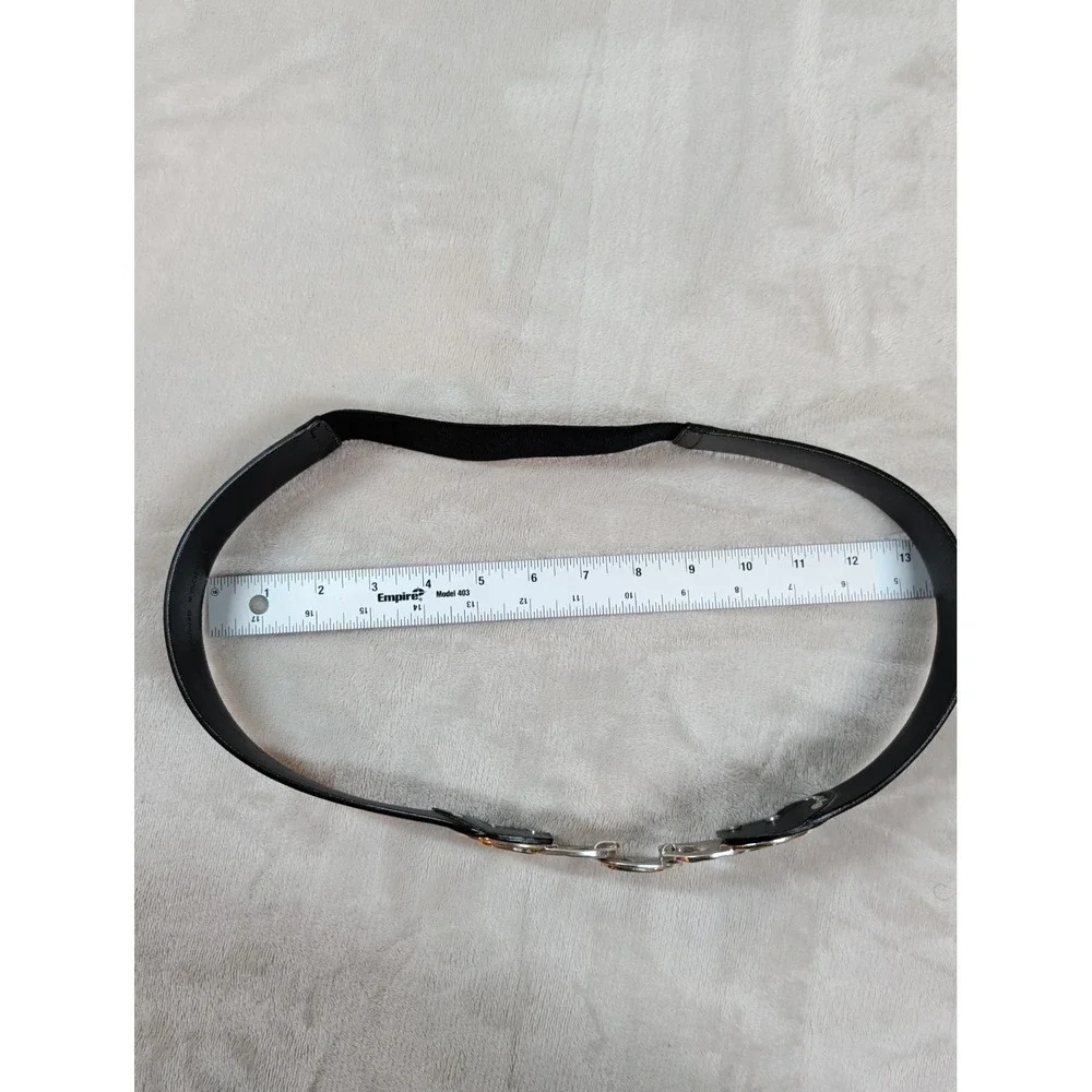Chicos Black Leather Mixed Metal Statement‎ Buckle Belt Cabochon Stones Size M L